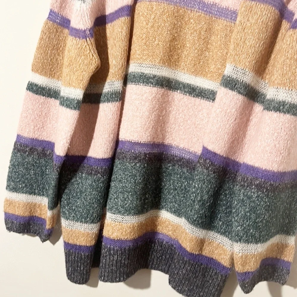 Veronica Beard Elizabeth Striped Alpaca Cashmere Open Cardigan Sweater women M